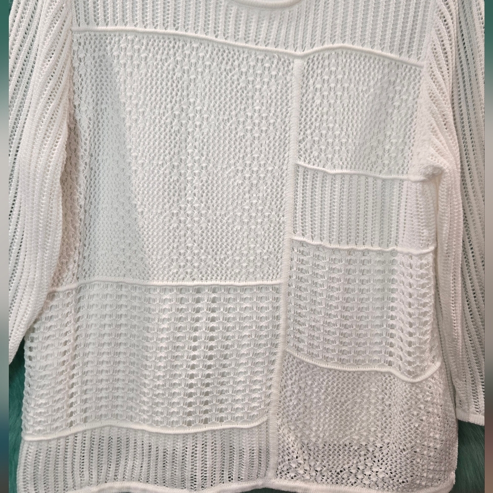 Alfred Dunner White Long Sleeve Cable Knit Sweater Size L - Picture 4 of 11